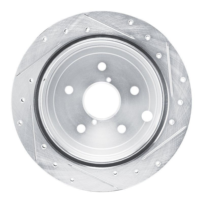 Subaru WRX Brake Rotor (1) - Rear Left - R1 Concepts - Drilled & Slotted - Silver - `22-`25
